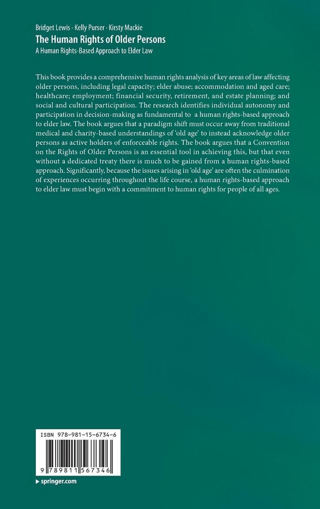 Weitere Ansicht: The Human Rights of Older Persons | Bridget Lewis, Kelly Purser, Kirsty Mackie