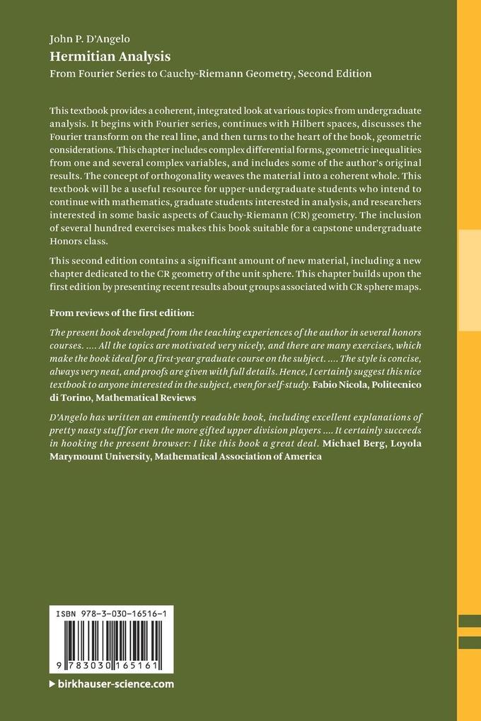 Weitere Ansicht: Hermitian Analysis | John P. D'Angelo