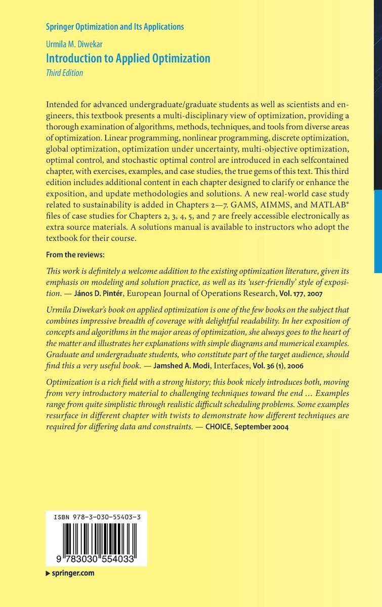 Weitere Ansicht: Introduction to Applied Optimization | Urmila M. Diwekar