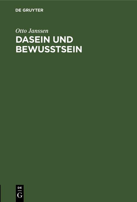 Produktbild: Dasein und Bewusstsein | Otto Janssen