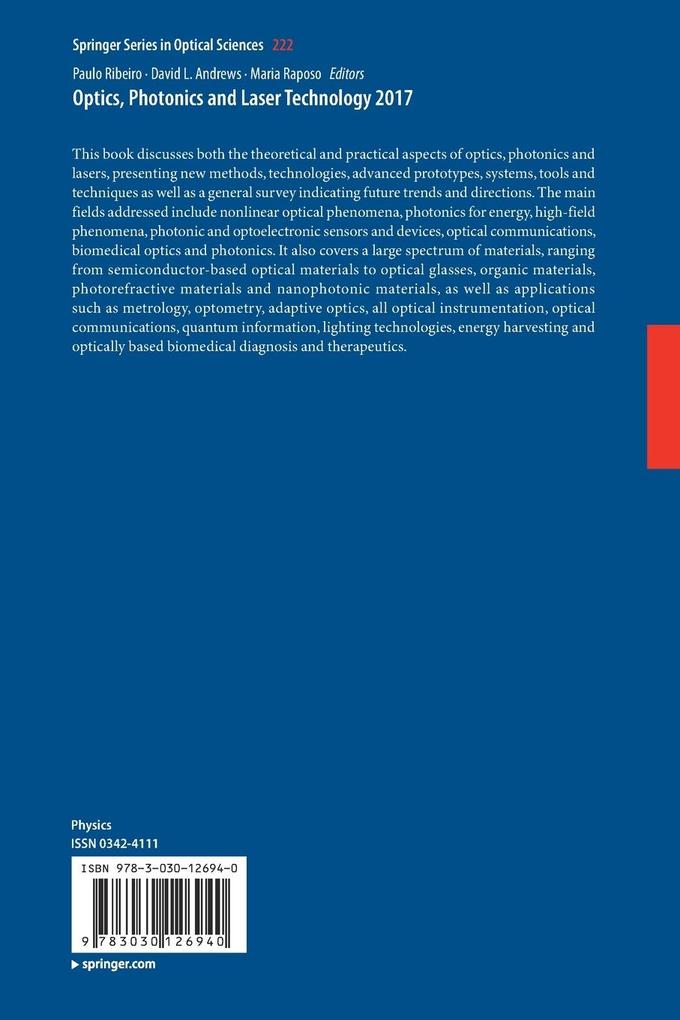 Weitere Ansicht: Optics, Photonics and Laser Technology 2017