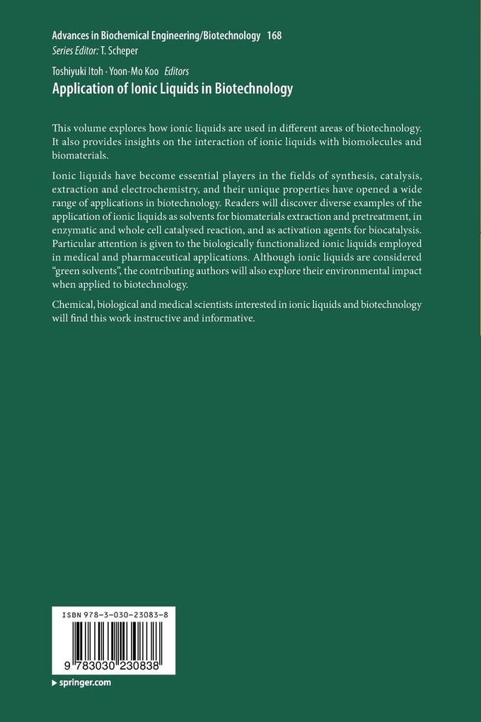 Weitere Ansicht: Application of Ionic Liquids in Biotechnology
