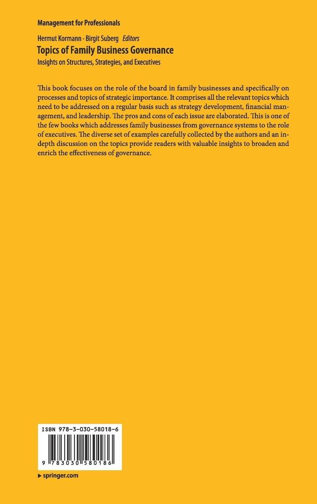 Weitere Ansicht: Topics of Family Business Governance