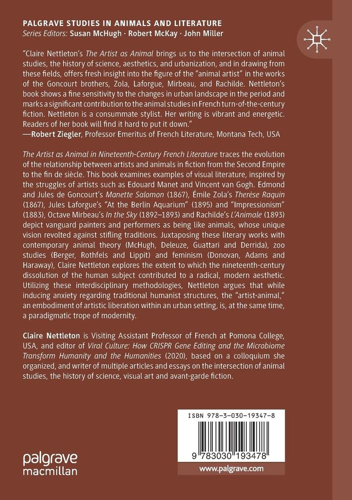 Weitere Ansicht: The Artist as Animal in Nineteenth-Century French Literature | Claire Nettleton