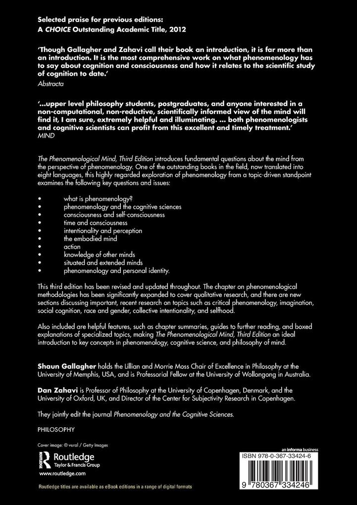 Weitere Ansicht: The Phenomenological Mind | Shaun Gallagher, Dan Zahavi
