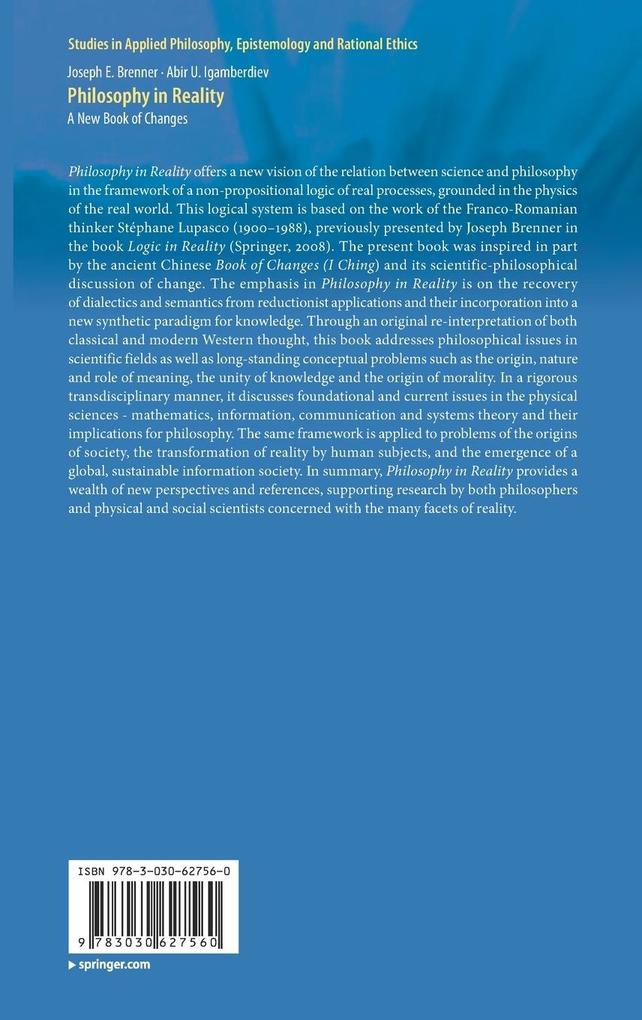 Weitere Ansicht: Philosophy in Reality | Joseph E. Brenner, Abir U. Igamberdiev