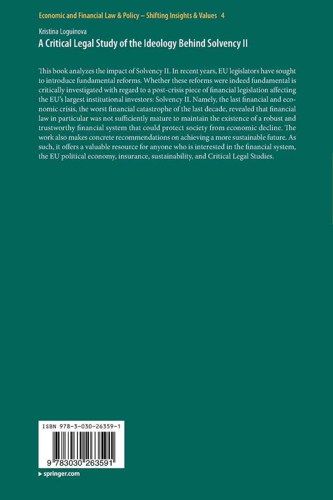 Weitere Ansicht: A Critical Legal Study of the Ideology Behind Solvency II | Kristina Loguinova