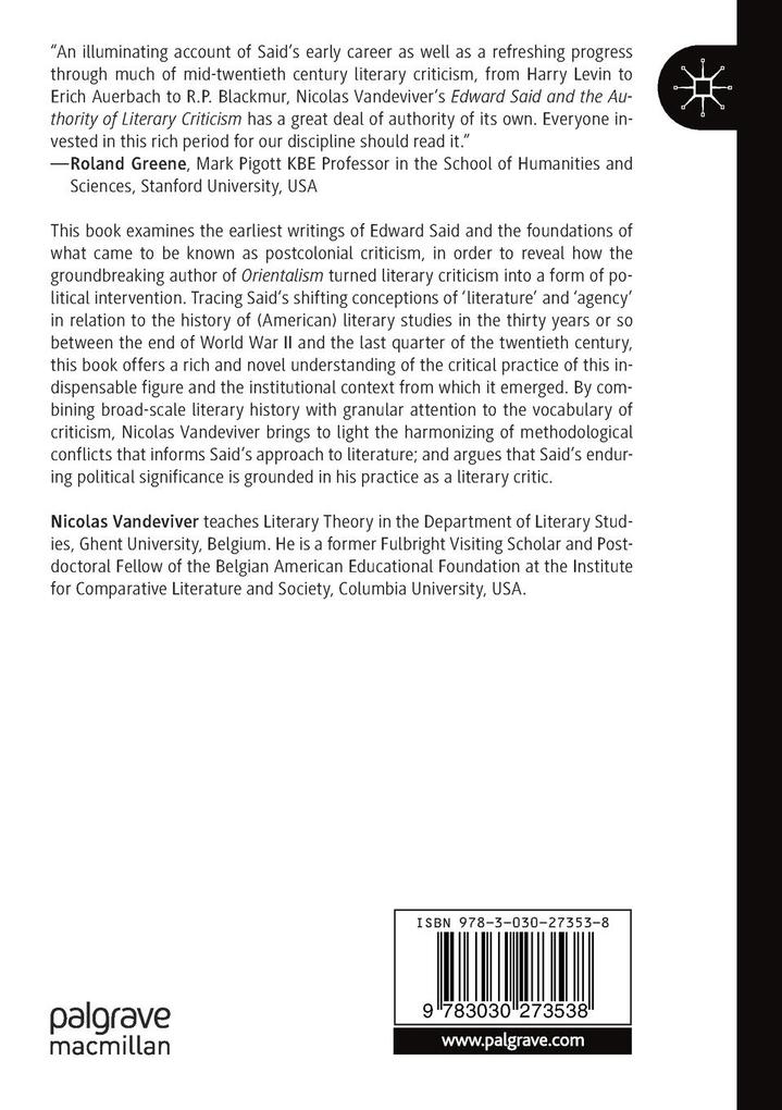 Weitere Ansicht: Edward Said and the Authority of Literary Criticism | Nicolas Vandeviver