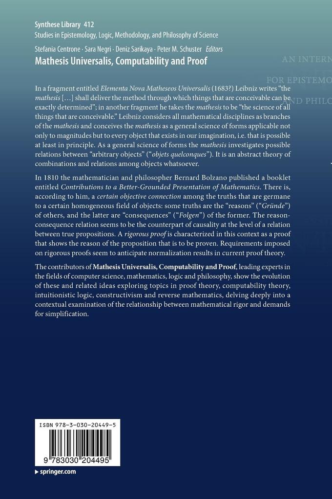 Weitere Ansicht: Mathesis Universalis, Computability and Proof
