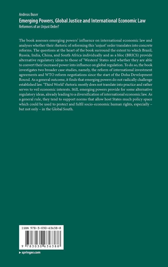 Weitere Ansicht: Emerging Powers, Global Justice and International Economic Law | Andreas Buser
