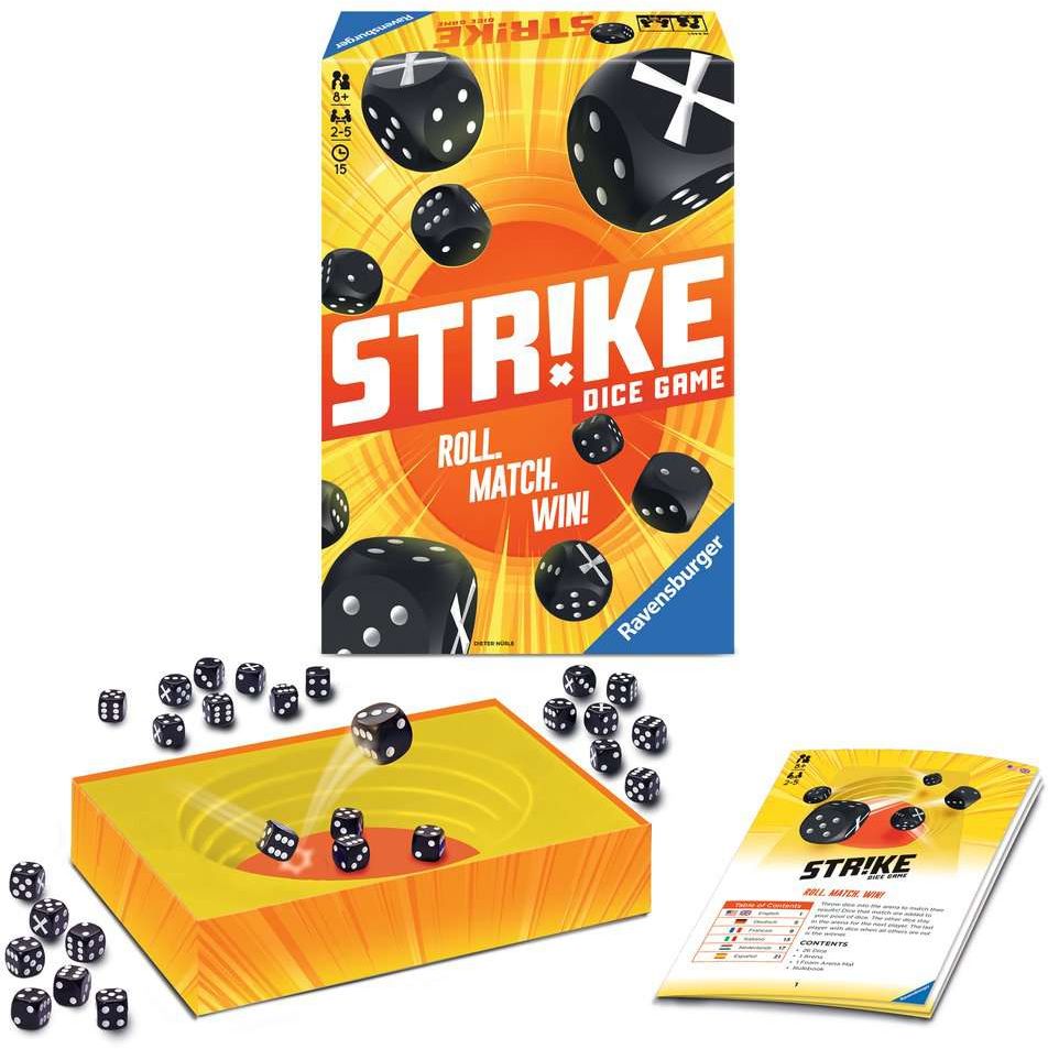 Weitere Ansicht: Ravensburger 26840 - Strike, Brettspiel, Mehrfarbiges Würfelspiel für 2-5 Spieler, Mitbringspiel ab 8 Jahren, Familienspiel | Dieter Nüßle