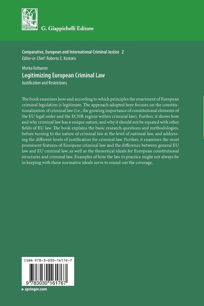Weitere Ansicht: Legitimizing European Criminal Law | Merita Kettunen