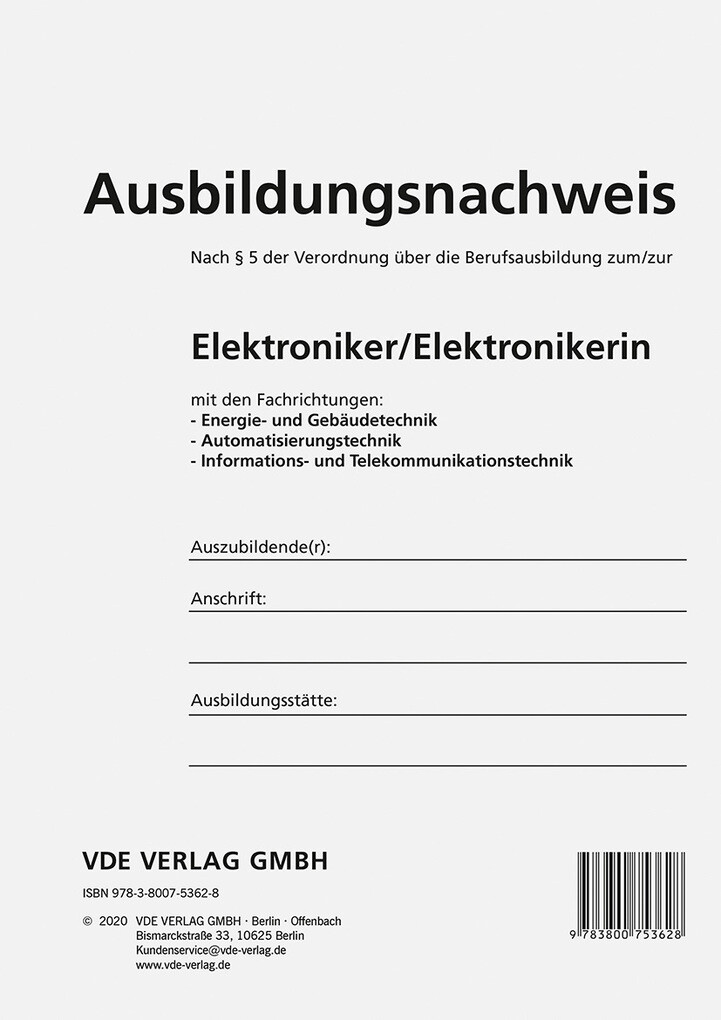 Weitere Ansicht: Ausbildungsnachweis Elektroniker/Elektronikerin
