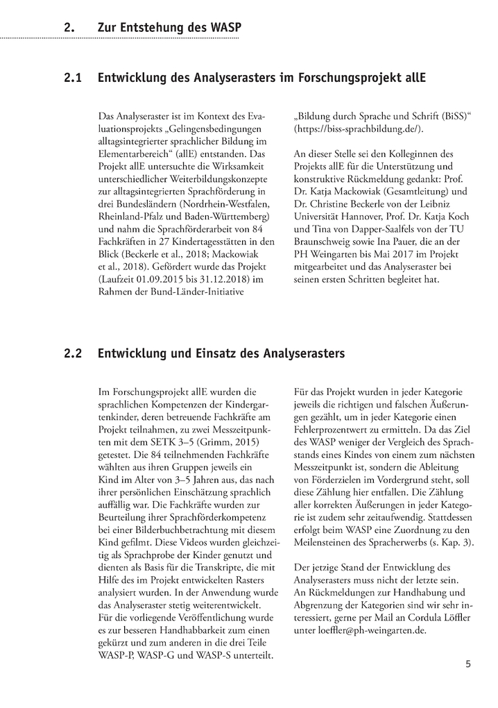 Weitere Ansicht: Weingartner Analyseraster für Spontansprachproben - WASP | Cordula Löffler, Julian Heil