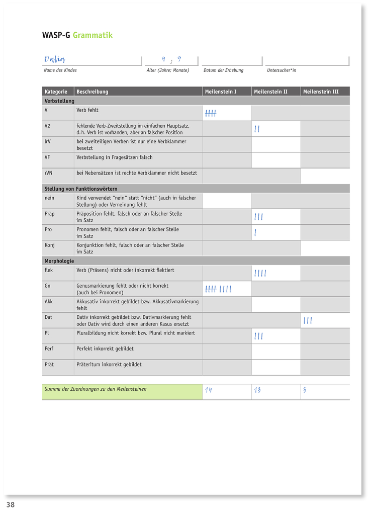 Weitere Ansicht: Weingartner Analyseraster für Spontansprachproben - WASP | Cordula Löffler, Julian Heil
