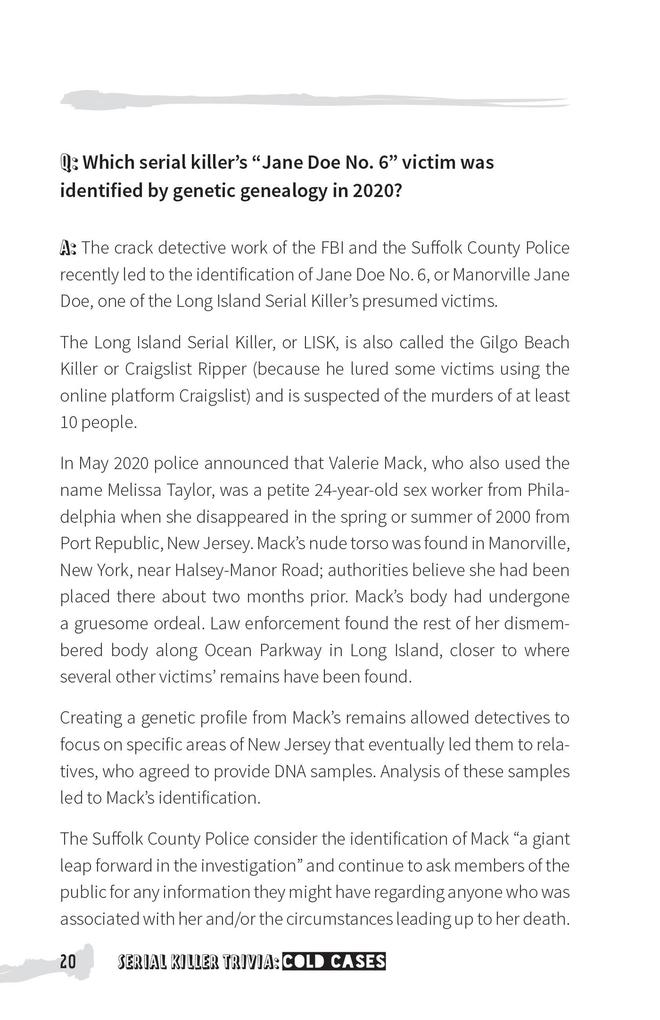 Weitere Ansicht: Serial Killer Trivia: Cold Cases | Michelle Kaminsky