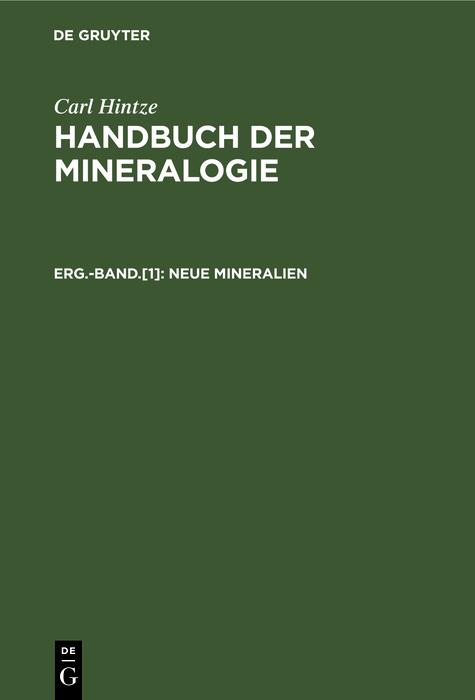 Produktbild: Neue Mineralien | Carl Hintze