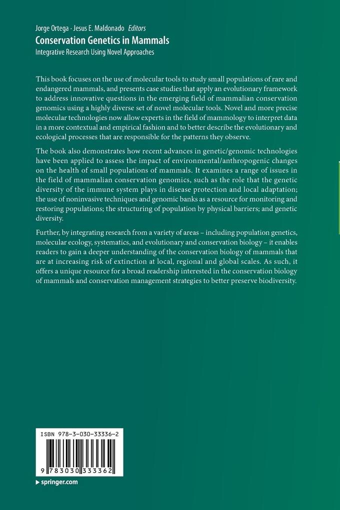 Weitere Ansicht: Conservation Genetics in Mammals