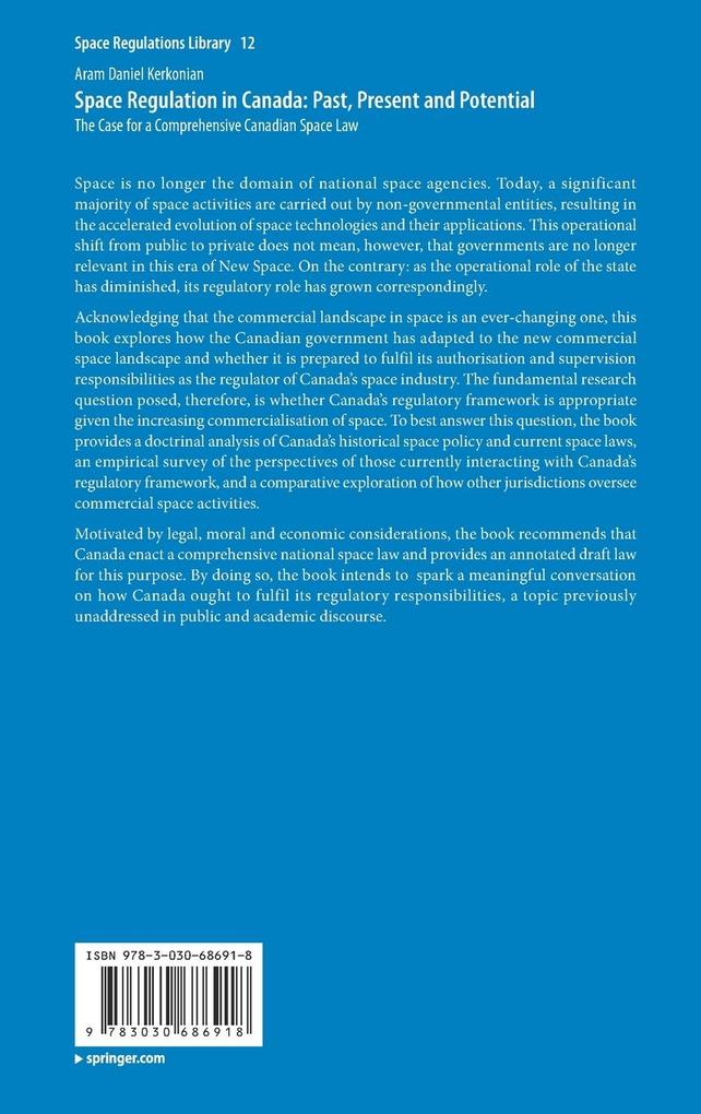 Weitere Ansicht: Space Regulation in Canada: Past, Present and Potential | Aram Daniel Kerkonian