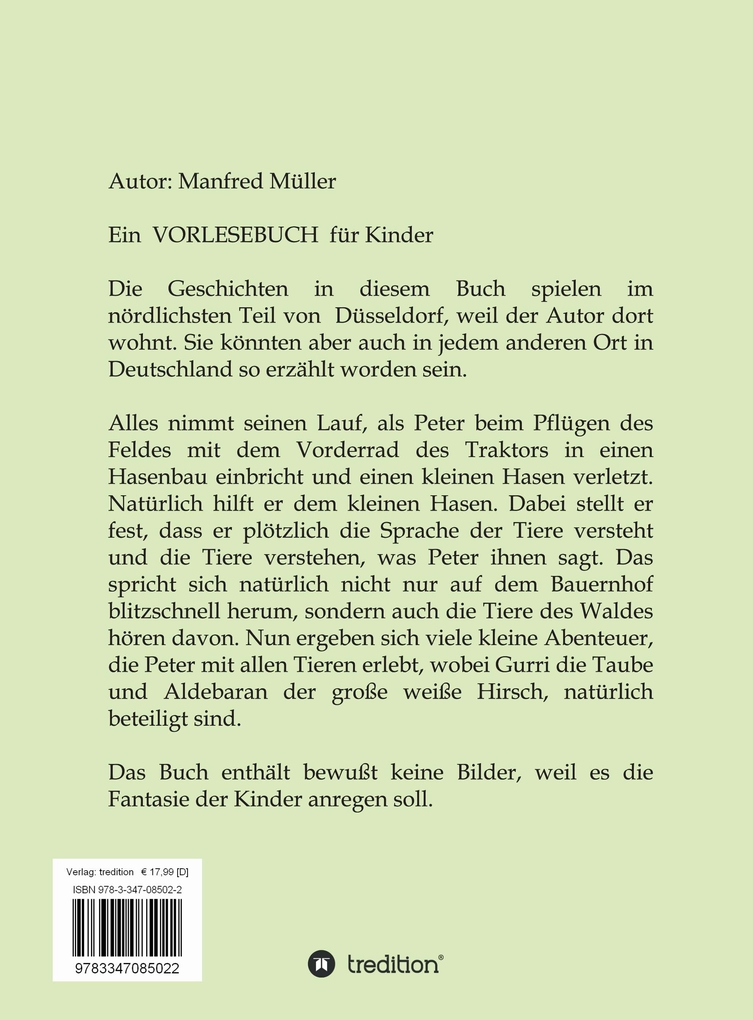 Weitere Ansicht: Das Vorlesebuch von Peter und den Tieren | Manfred Müller