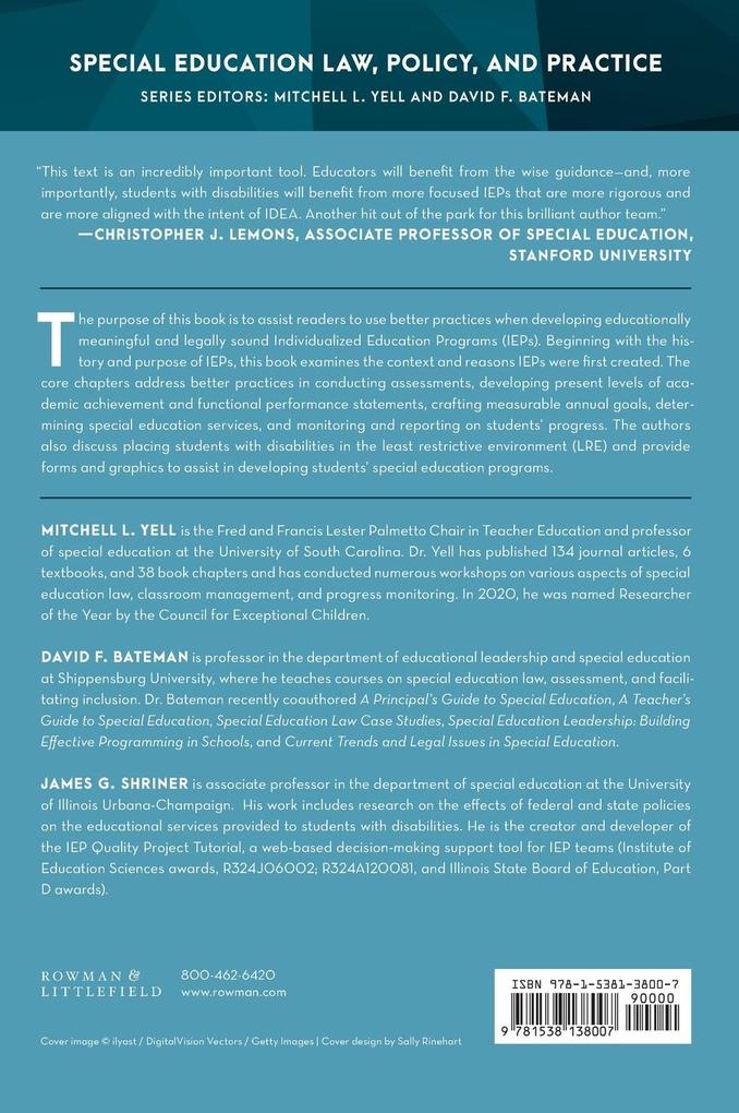 Weitere Ansicht: Developing Educationally Meaningful and Legally Sound IEPs | Mitchell L. Yell, David F. Bateman, James G. Shriner