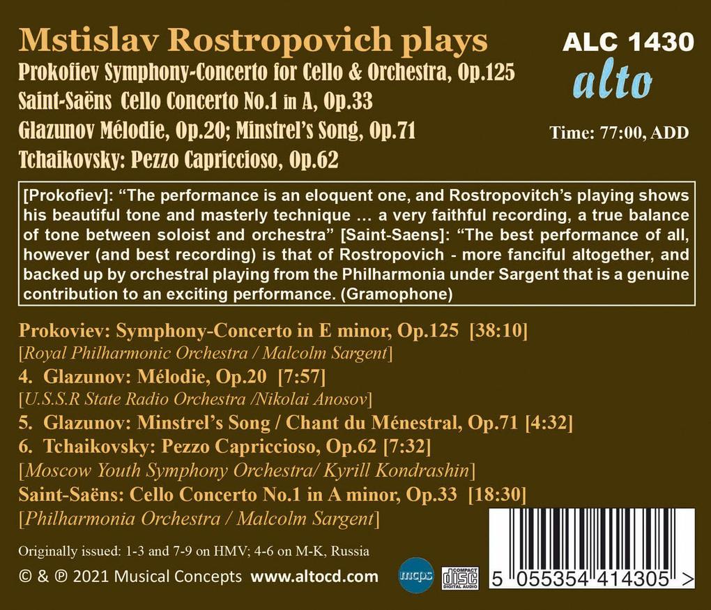 Weitere Ansicht: M.Rostropovich plays Cello Concertos & Russian En | Mstislav/+ Rostropowitsch