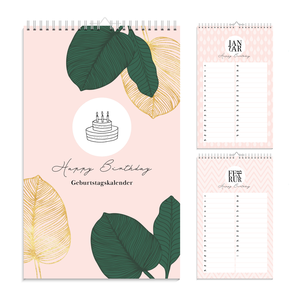 Weitere Ansicht: Geburtstagskalender immerwährend | Jahresunabhängiger Kalender für Geburtstage in rosa | Geburtstagsübersicht zum Aufhängen mit Spiralbindung für die Familie und fürs Büro | Lisa Wirth
