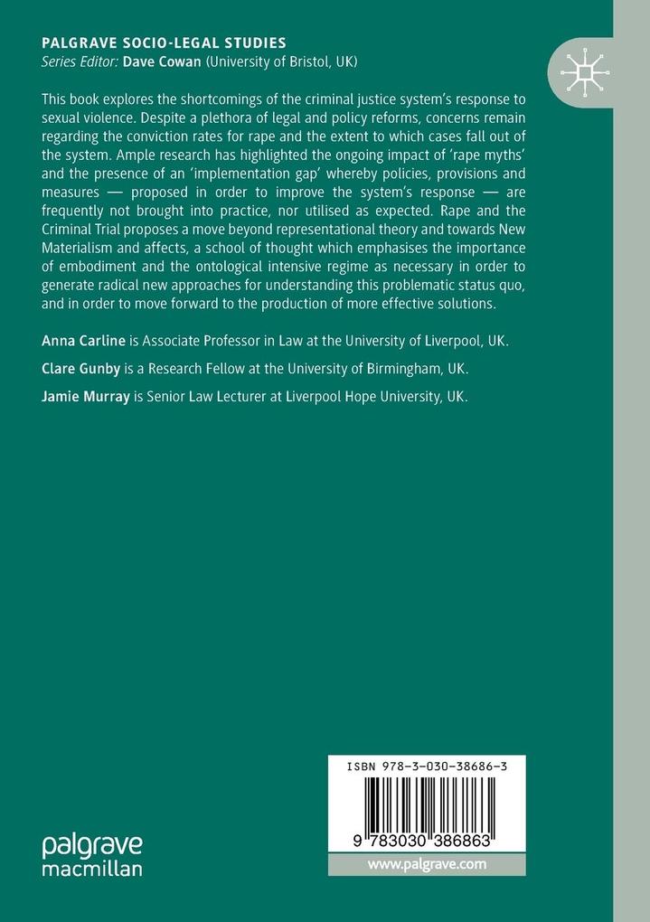 Weitere Ansicht: Rape and the Criminal Trial | Anna Carline, Clare Gunby, Jamie Murray
