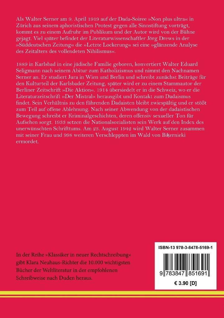 Weitere Ansicht: Letzte Lockerung | Walter Serner