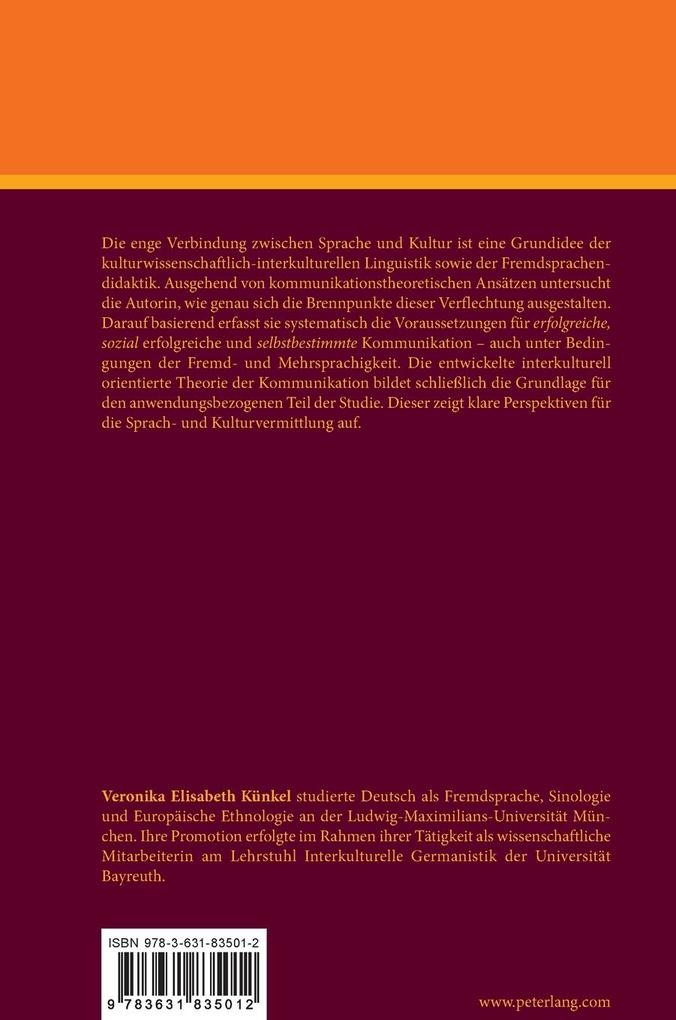 Weitere Ansicht: Kulturwissenschaftlich-interkulturelle Linguistik | Veronika Elisabeth Künkel