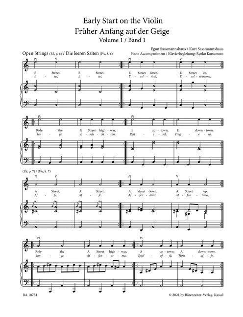 Weitere Ansicht: Früher Anfang auf der Geige 1 / Early Start on the Violin 1 -Klavierbegleitung- | Kurt Sassmannshaus