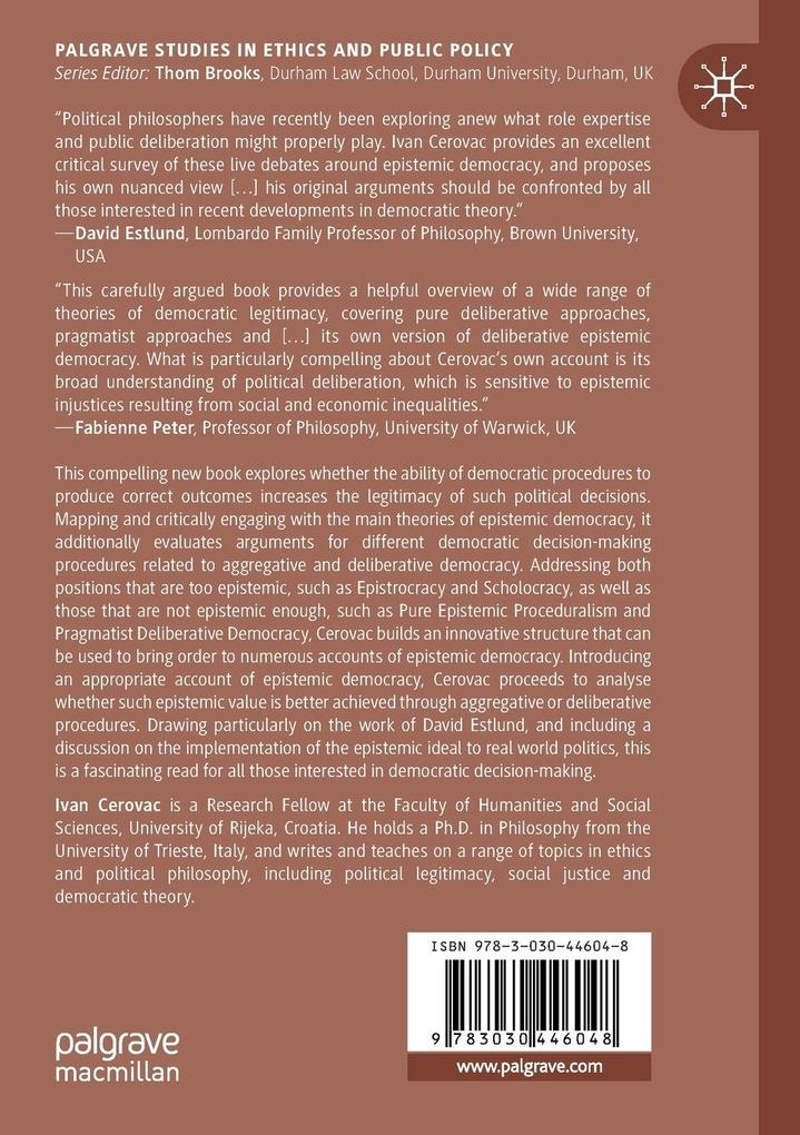 Weitere Ansicht: Epistemic Democracy and Political Legitimacy | Ivan Cerovac