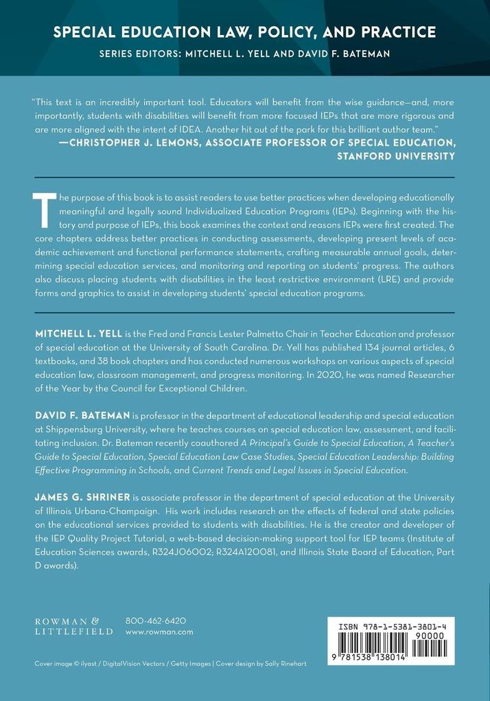 Weitere Ansicht: Developing Educationally Meaningful and Legally Sound IEPs | Mitchell L. Yell, David F. Bateman, James G. Shriner