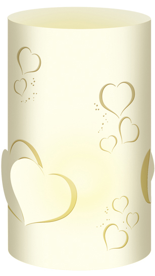 Produktbild: URSUS 5 Silhouetten-Tischlichter "Filigrano - Herzen", creme
