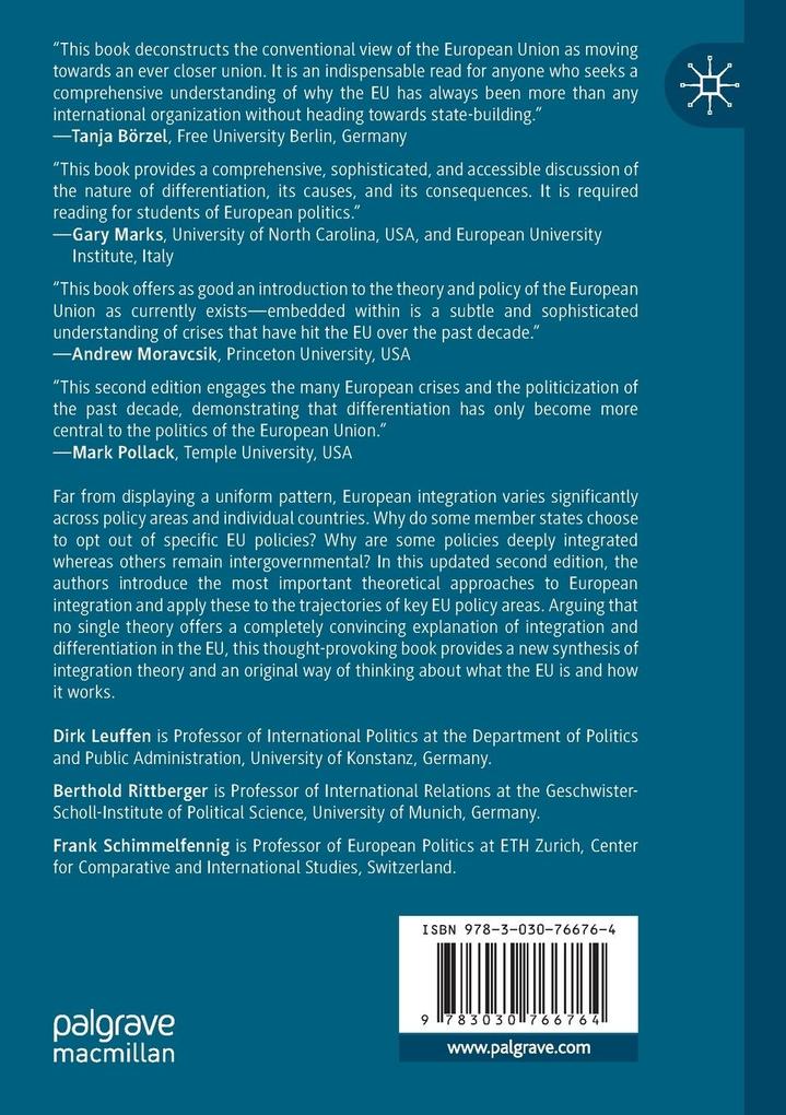 Weitere Ansicht: Integration and Differentiation in the European Union | Dirk Leuffen, Berthold Rittberger, Frank Schimmelfennig