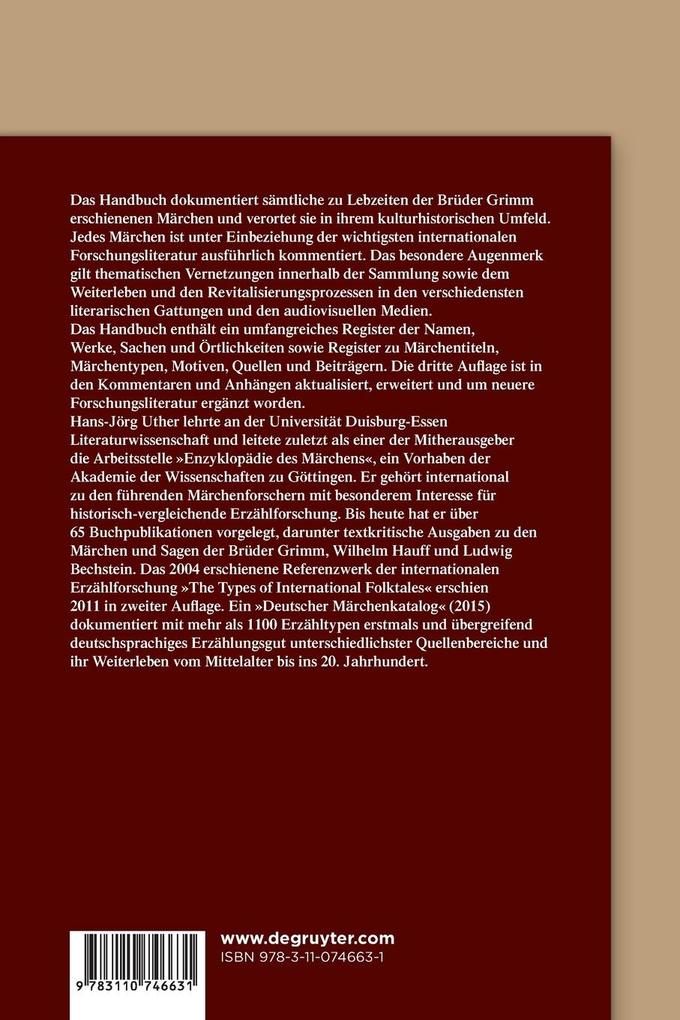 Weitere Ansicht: Handbuch zu den "Kinder- und Hausmärchen" der Brüder Grimm | Hans-Jörg Uther