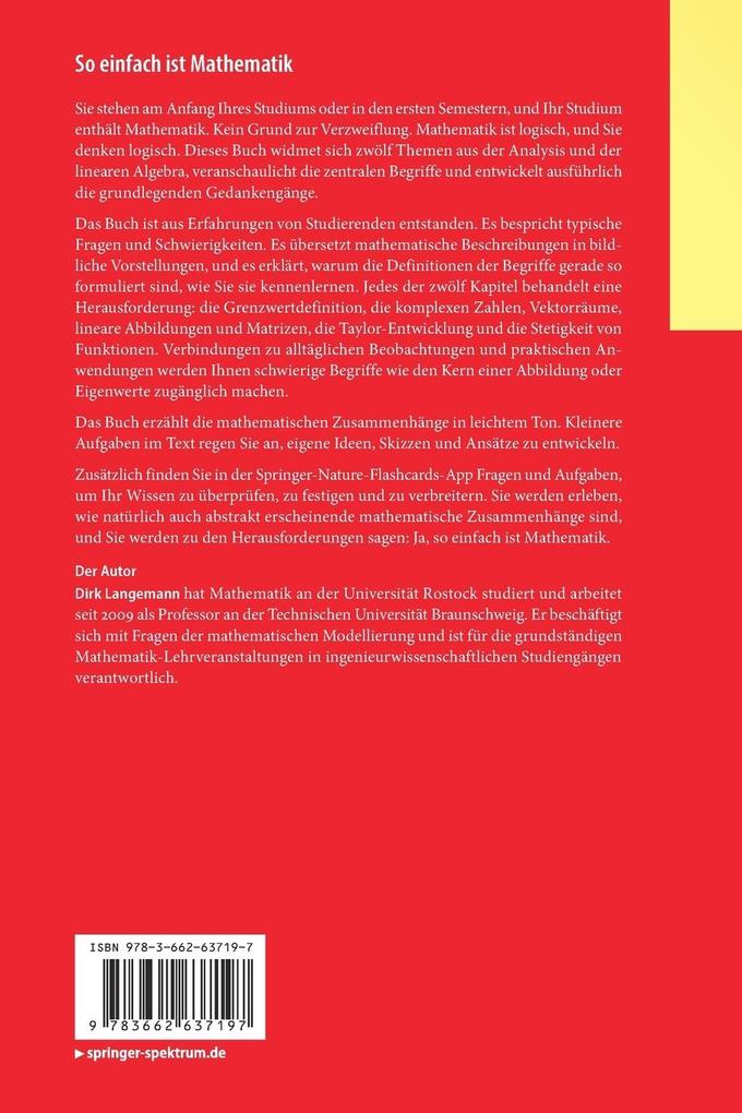 Weitere Ansicht: So einfach ist Mathematik - Zwölf Herausforderungen im ersten Semester | Dirk Langemann