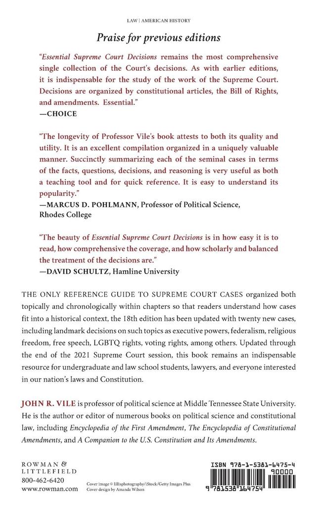 Weitere Ansicht: Essential Supreme Court Decisions | John R. Vile