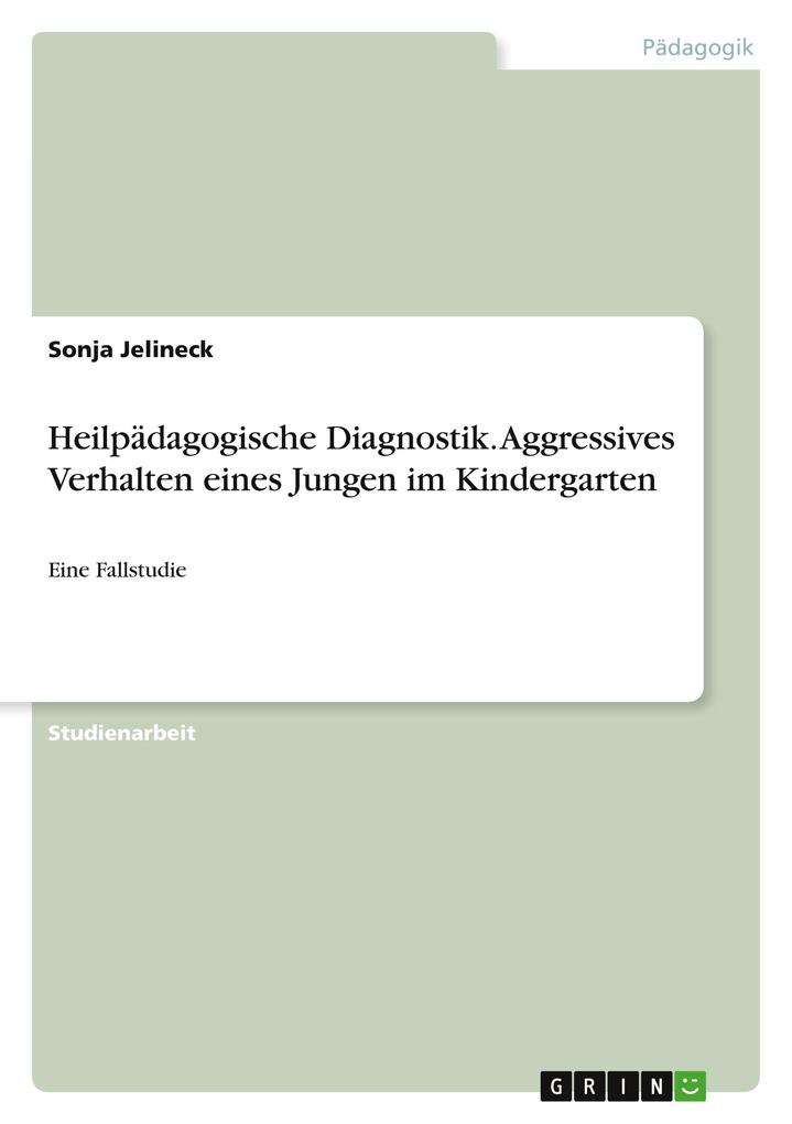 Produktbild: Heilpädagogische Diagnostik. Aggressives Verhalten eines Jungen im Kindergarten | Sonja Jelineck
