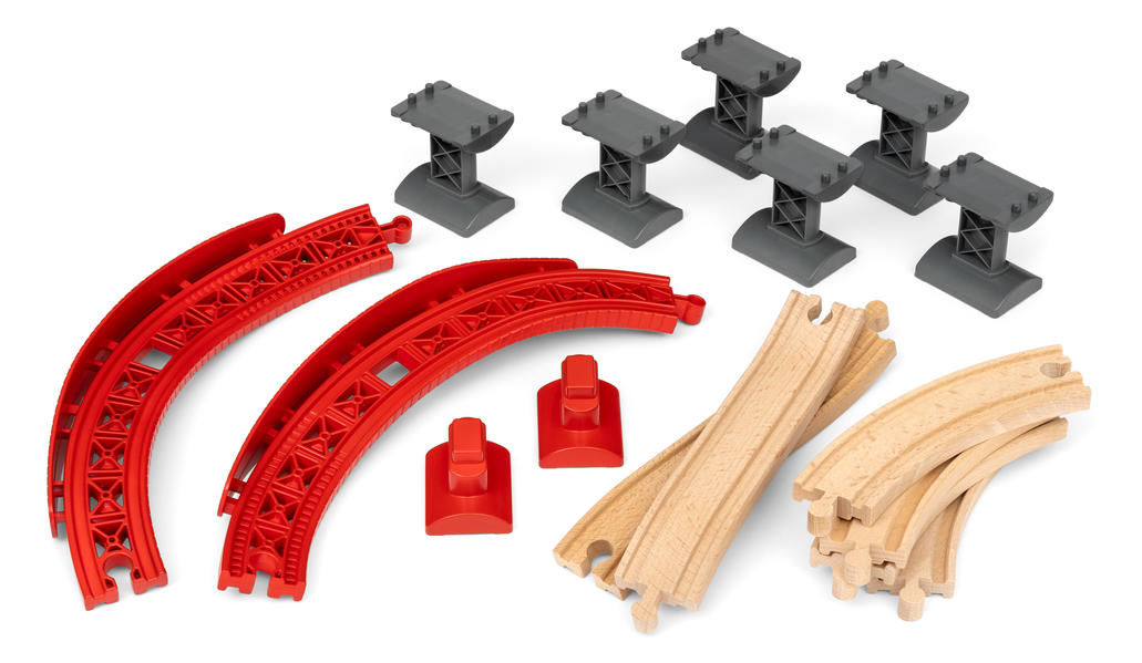 Produktbild: BRIO World 33995 Schienenpaket Berg und Tal - 16-teiliges Schienenpaket mit vielen tollen Layout-Möglichkeiten für großen Eisenbahn-Spielspaß