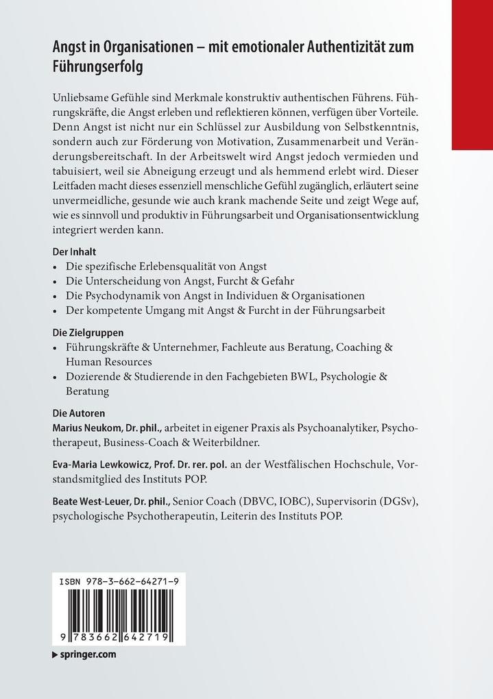 Weitere Ansicht: Angst in Organisationen - mit emotionaler Authentizität zum Führungserfolg | Marius Neukom, Eva-Maria Lewkowicz, Beate West-Leuer