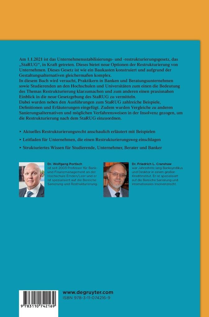 Weitere Ansicht: Praxishandbuch Unternehmensrestrukturierung nach StaRUG | Wolfgang Portisch, Friedrich L. Cranshaw