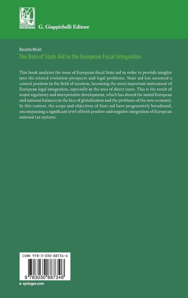 Weitere Ansicht: The Role of State Aid in the European Fiscal Integration | Rossella Miceli
