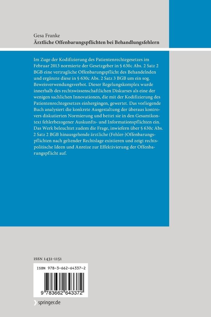 Weitere Ansicht: Ärztliche Offenbarungspflichten bei Behandlungsfehlern | Gesa Franke