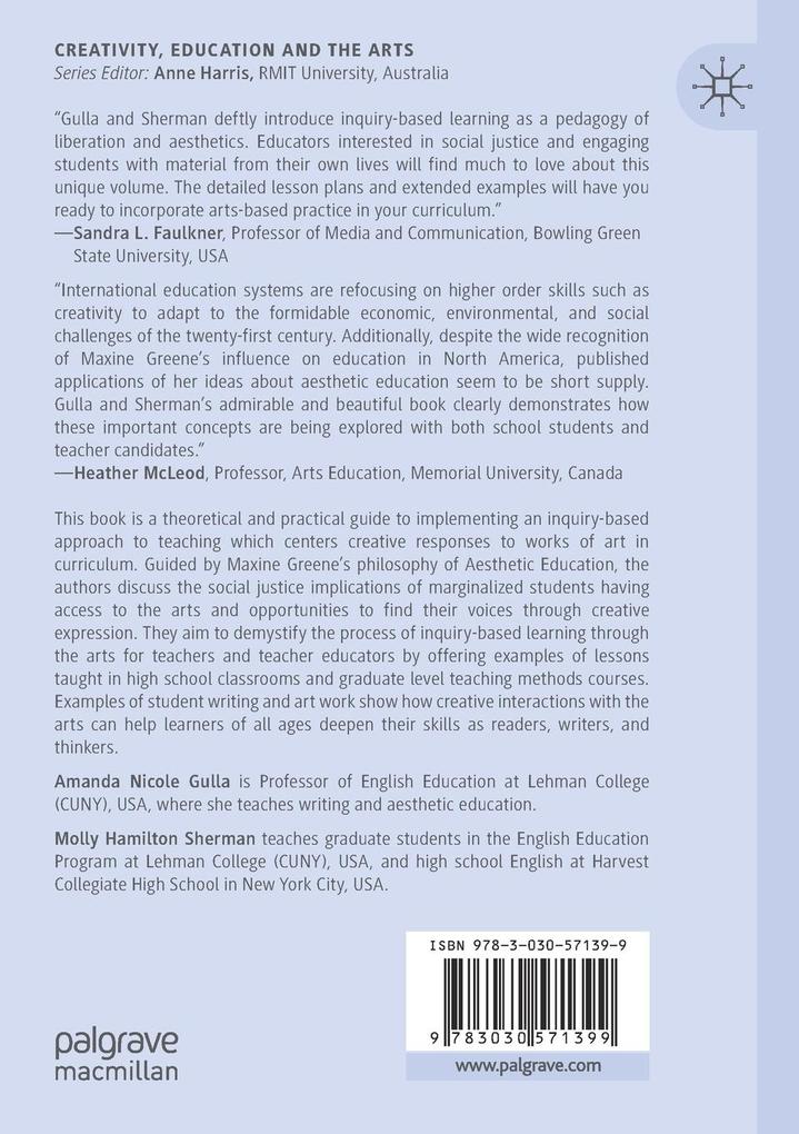 Weitere Ansicht: Inquiry-Based Learning Through the Creative Arts for Teachers and Teacher Educators | Amanda Nicole Gulla, Molly Hamilton Sherman