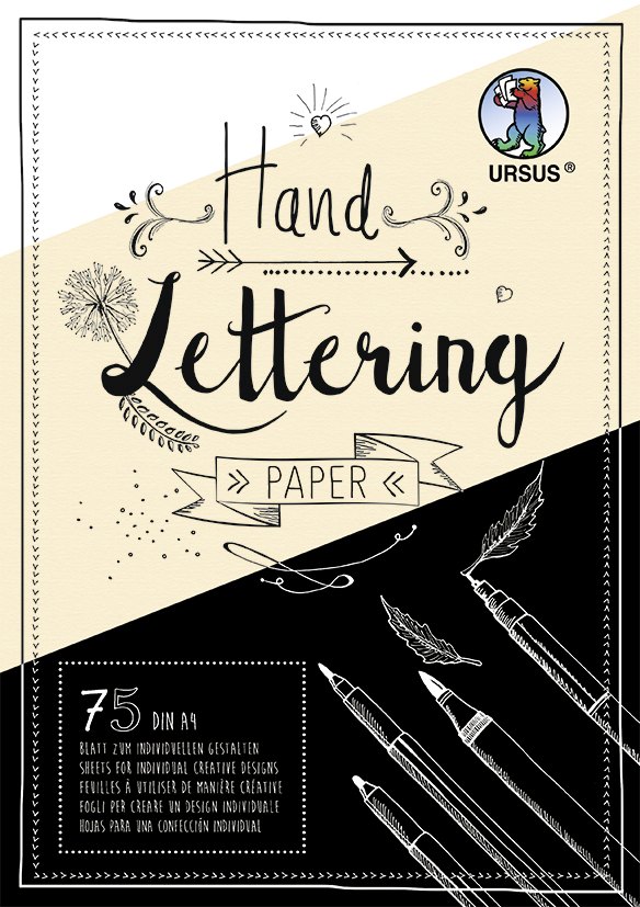 Produktbild: URSUS Basispapiere / Zeichen & Künstlerbedarf Handlettering-Block/Tonkarton 200 und 210 g/m², DIN A4, 75 Blatt sortiert in 3 Farben