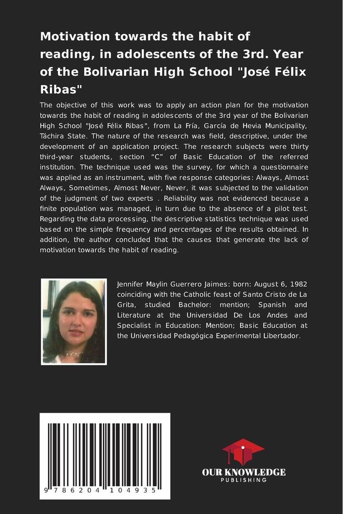 Weitere Ansicht: Motivation towards the habit of reading, in adolescents of the 3rd. Year of the Bolivarian High School "José Félix Ribas" | Jennifer Guerrero