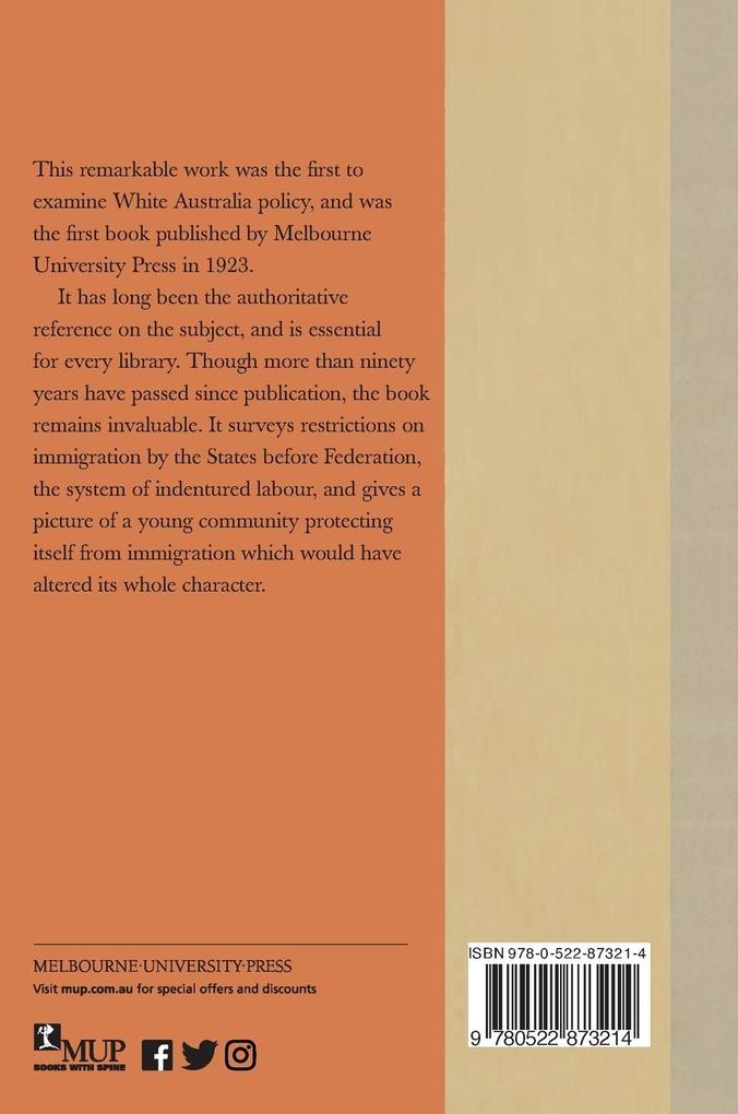Weitere Ansicht: History of the White Australia Policy to 1920 | Myra Willard