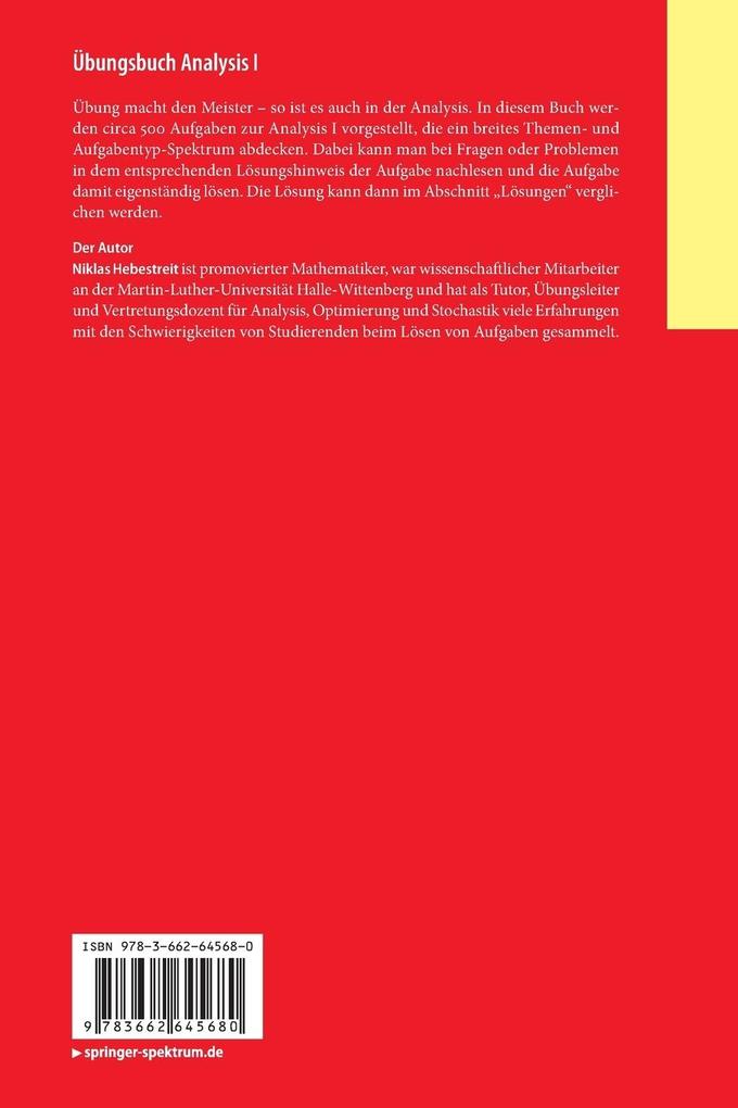 Weitere Ansicht: Übungsbuch Analysis I | Niklas Hebestreit