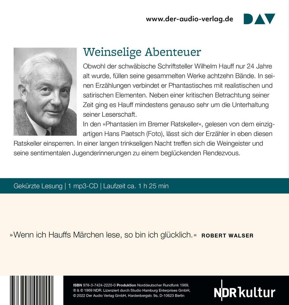 Weitere Ansicht: Phantasien im Bremer Ratskeller,1 Audio-CD, 1 MP3 | Wilhelm Hauff